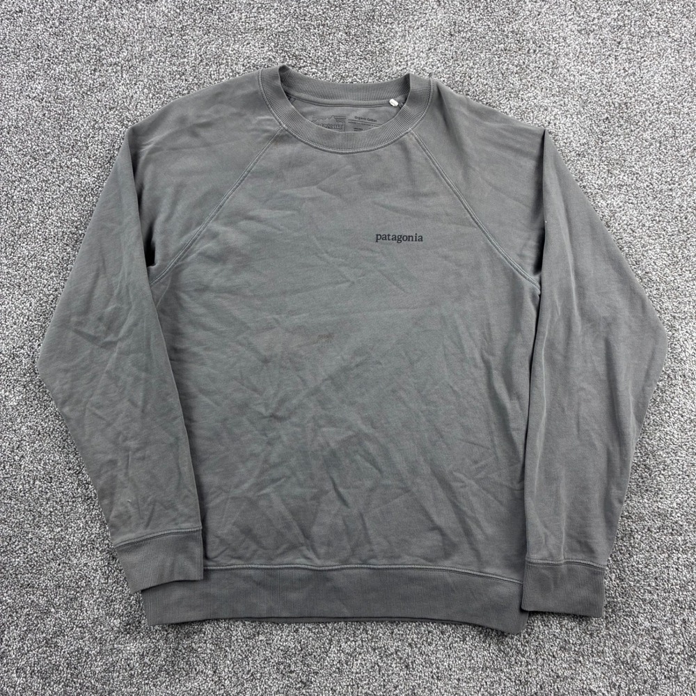 Patagonia Uprisal Sweatshirt Men's M Gray Sunset Logo Raglan Crewneck Outdoors
